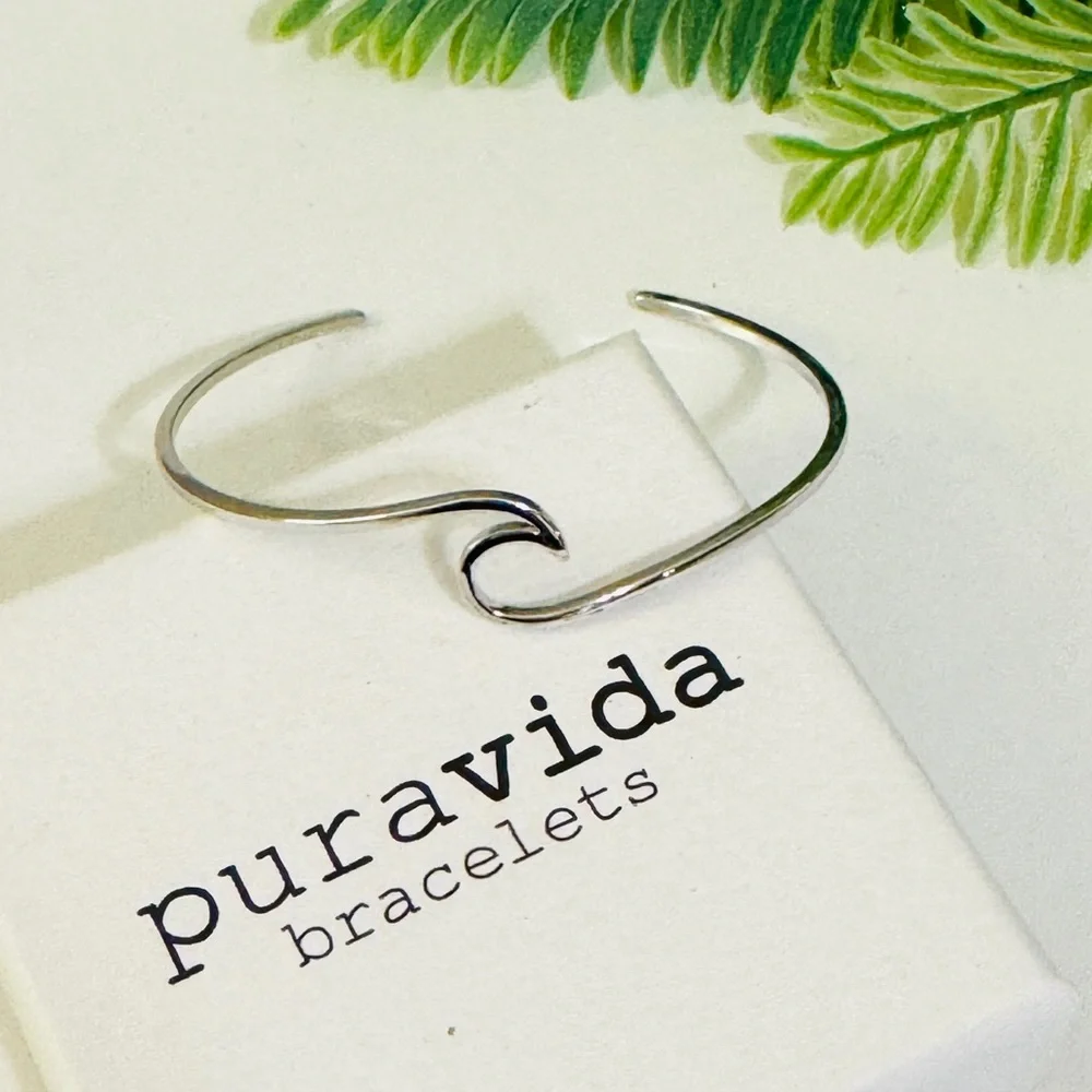 NEW PURA VIDA Silver Wave Cuff Bracelet